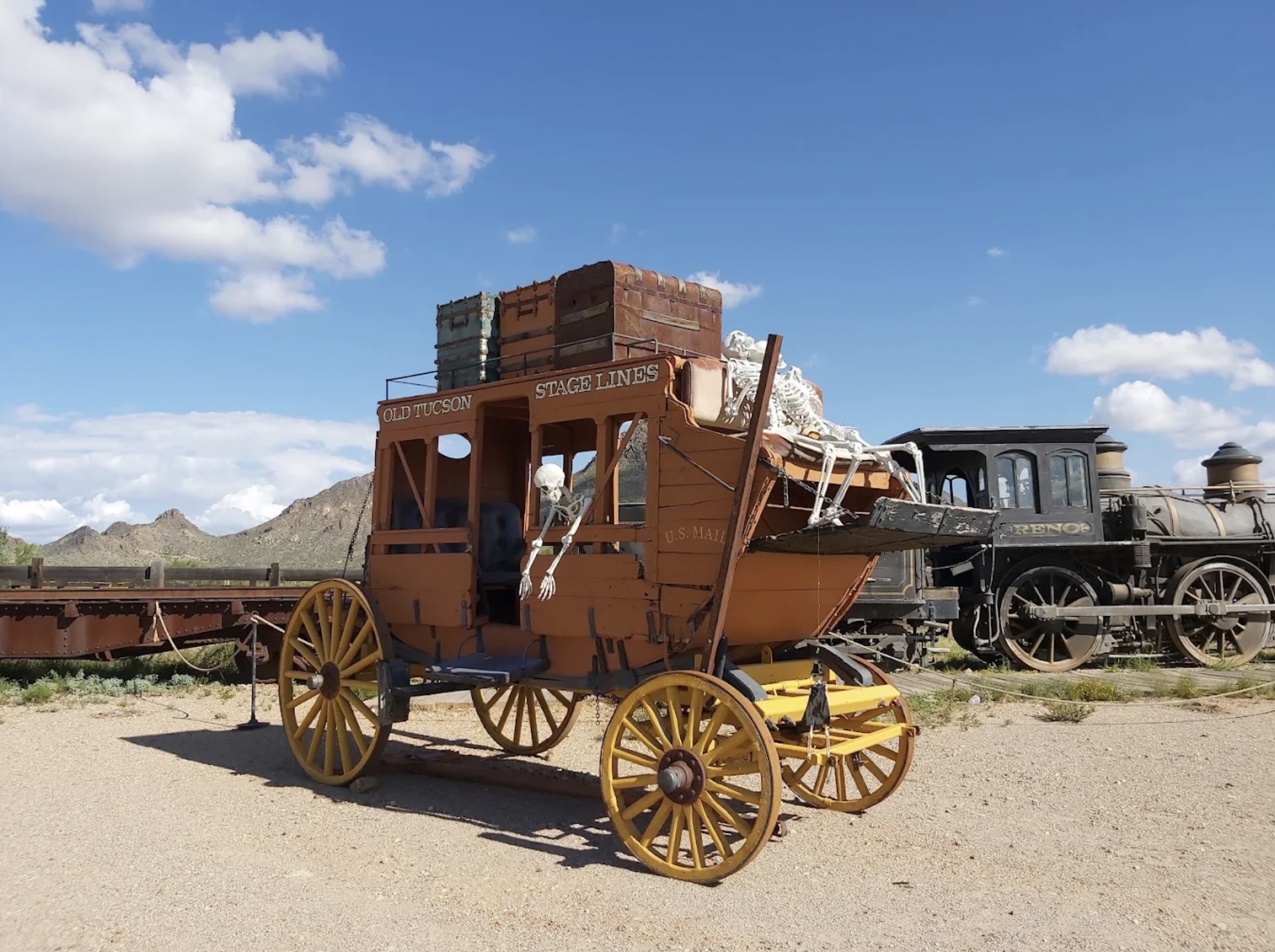Carriage occupied by skeletons 
